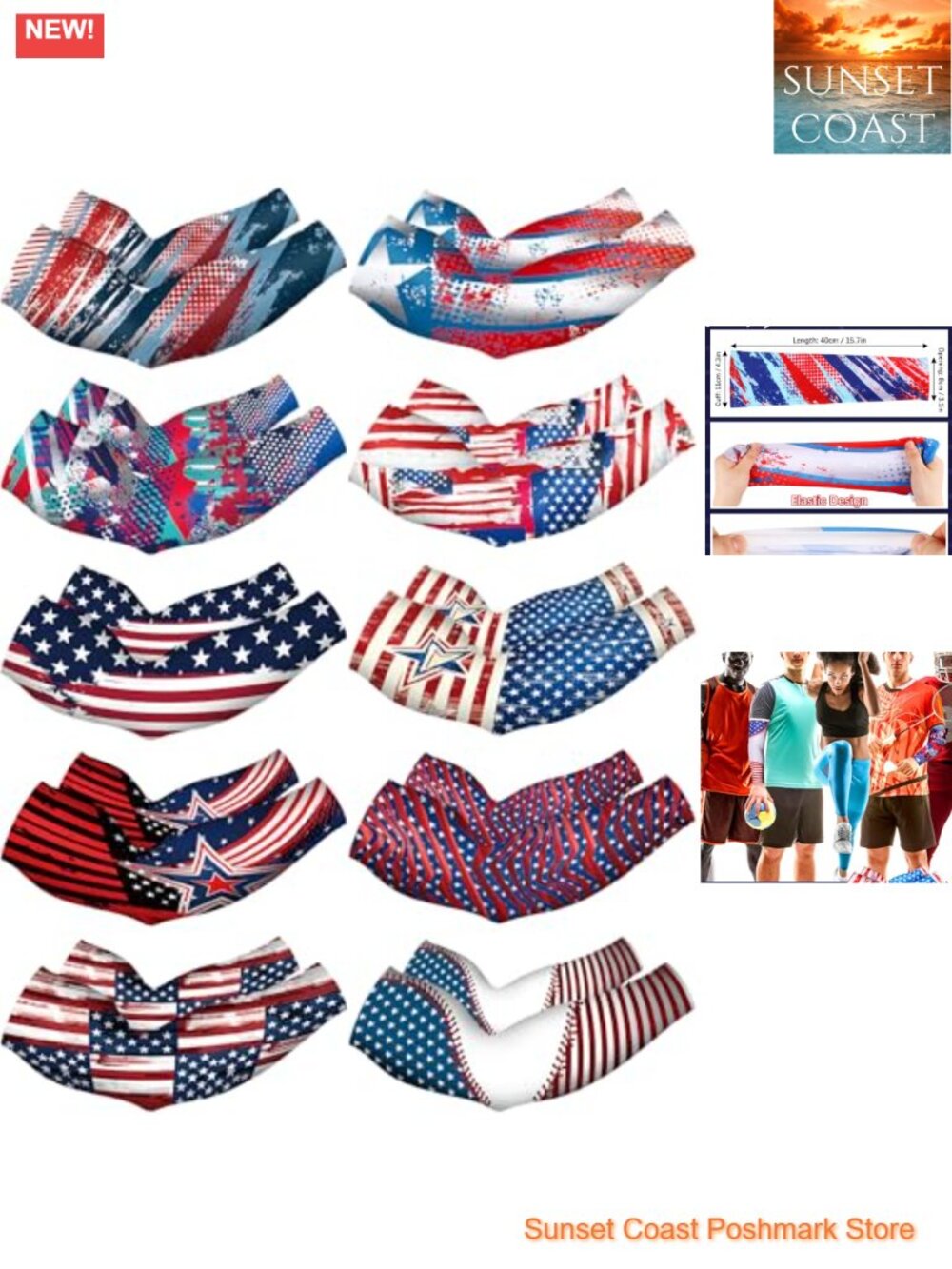 UV Sun Arm Sleeves 10 Pairs Polyester Cooling Anti Slip Sports Running Cycling